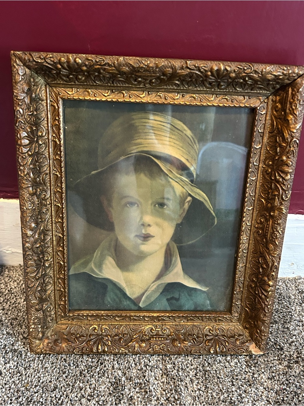 Antique Ornate Framed Print "The Torn Hat" by Thomas Sully - Vintage Decor